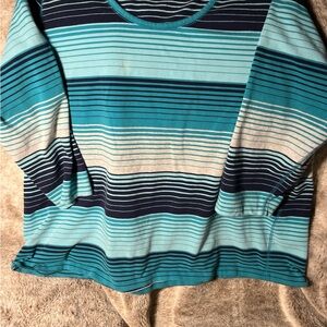 Relativity Teal and Navy Striped Top